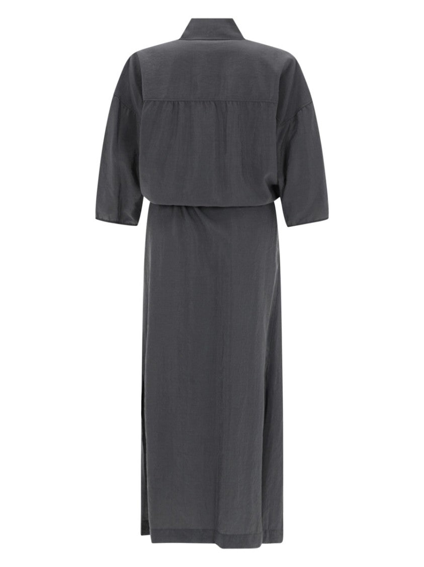 Lemaire Grey Asymmetrical Silk-Blend Dress