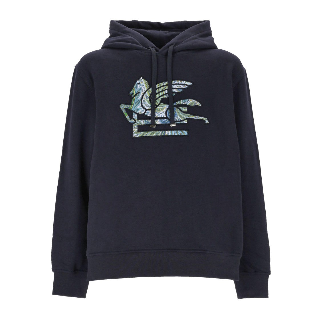 Etro Black Cotton-Blend Sweatshirt Hoodie With Front Graphic Design