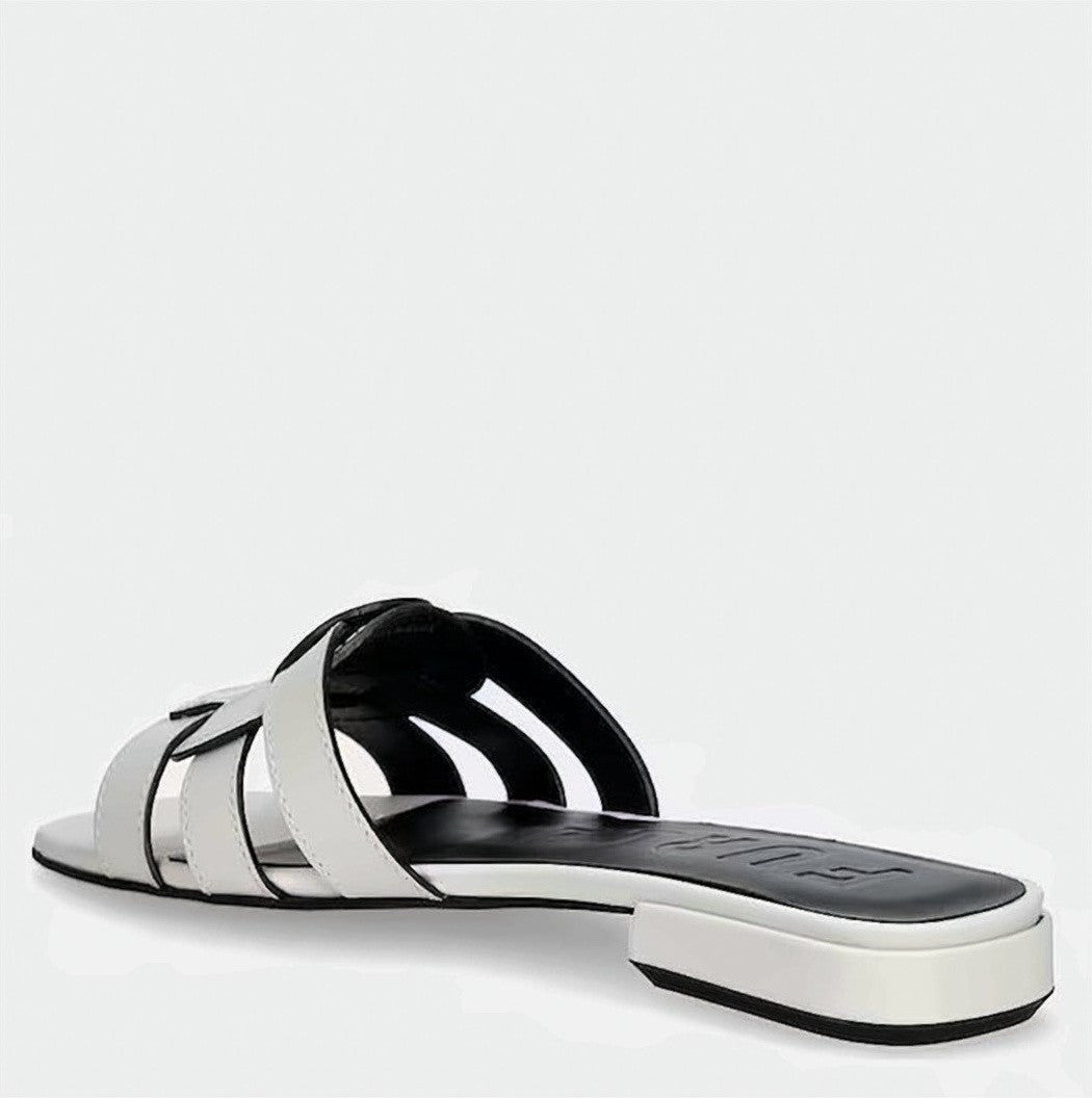 Furla Natural Leather Upper Smooth Slide Slippers