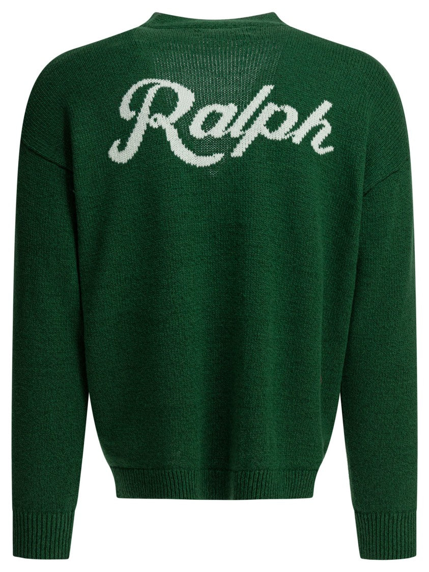 Polo Ralph Lauren Deep Green Cardigan With V-Neckline And Signature Details