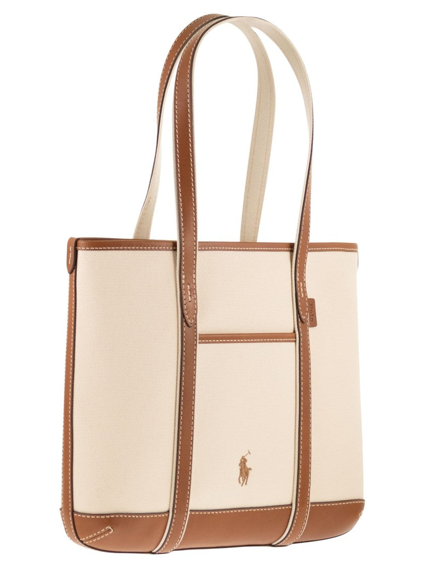 Polo Ralph Lauren Small Cotton And Leather Tote Bag