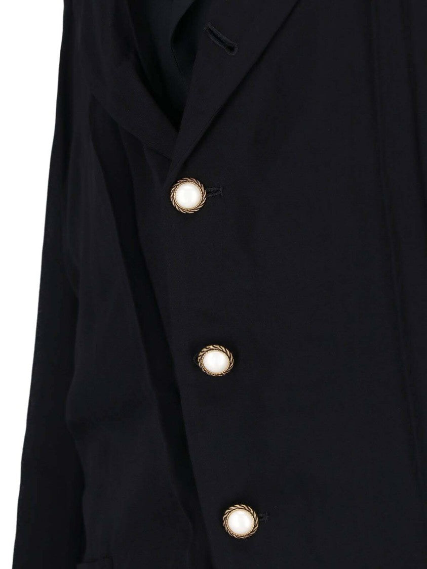 Comme Des Garçons Layered Black Wool Coat With Classic Notch Lapel