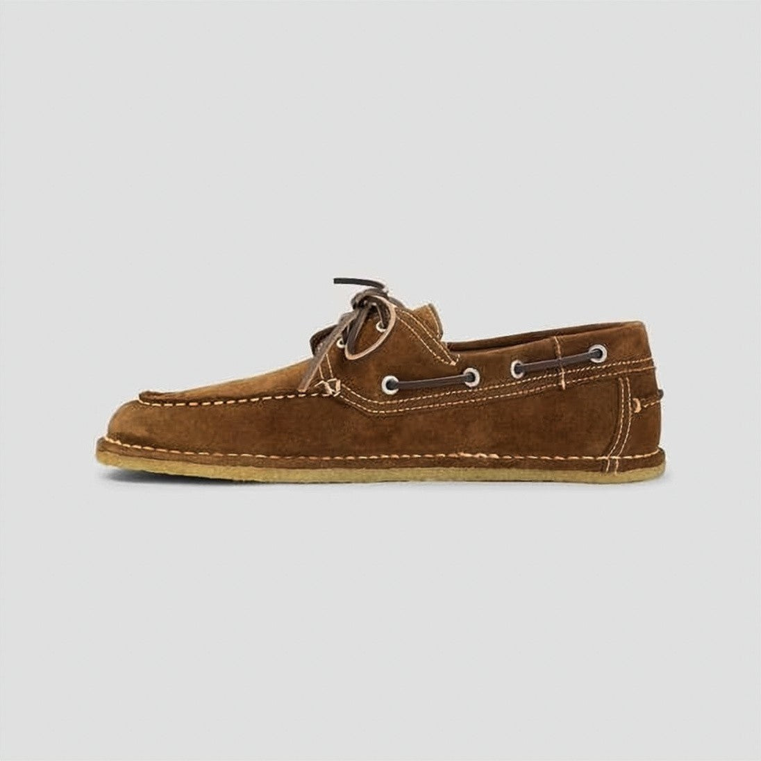 Ami Paris Suede Boat Shoes With White Stitching And Leather Laces