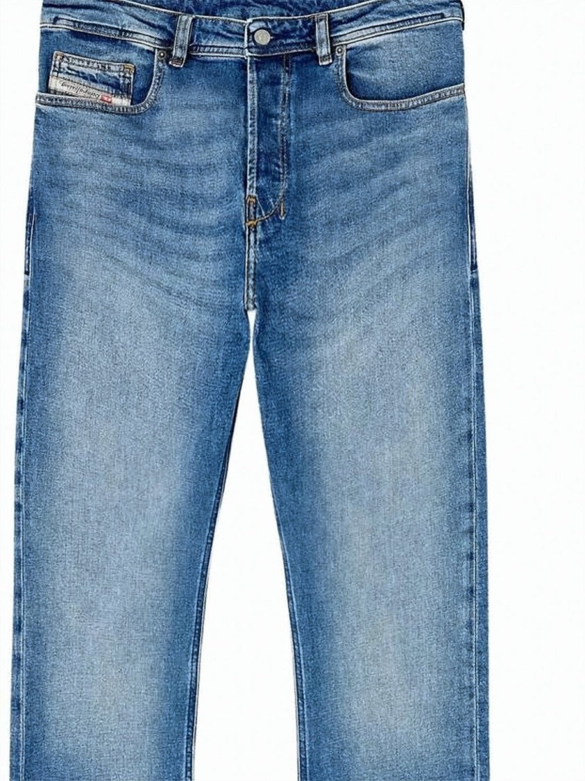 Diesel Straight-Leg Denim Pants In Medium Blue Wash