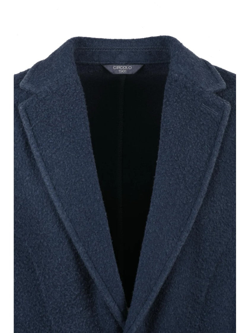 Circolo 1901 Rounded Blazer With Notch Lapels And Textured Finish