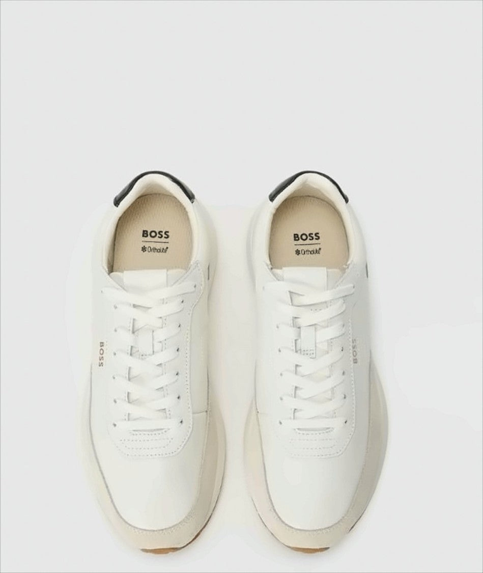 Boss Low-Top Sneakers In Suede And Textured Leather