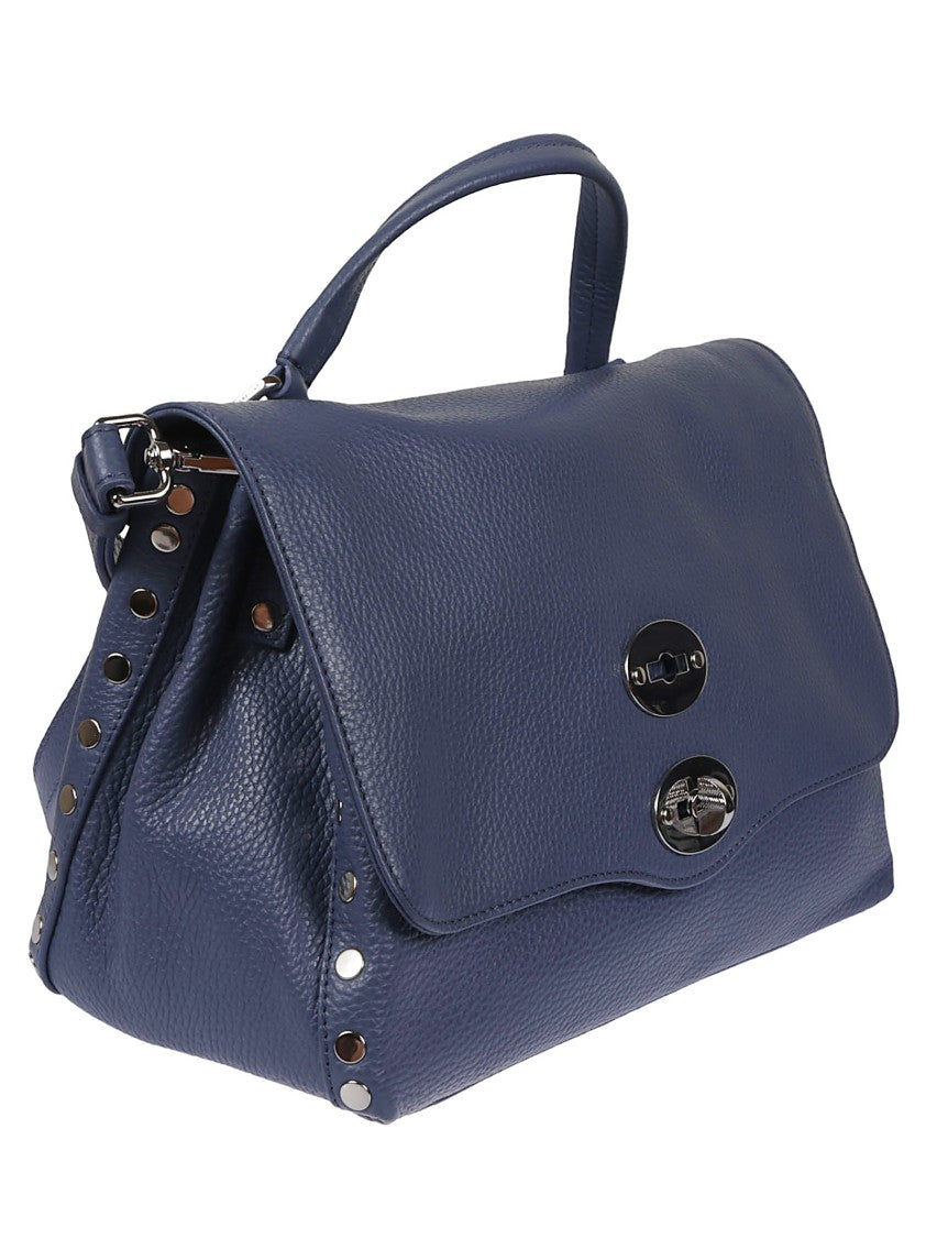 Zanellato Textured Leather Shoulder Bag With Metallic Clasp