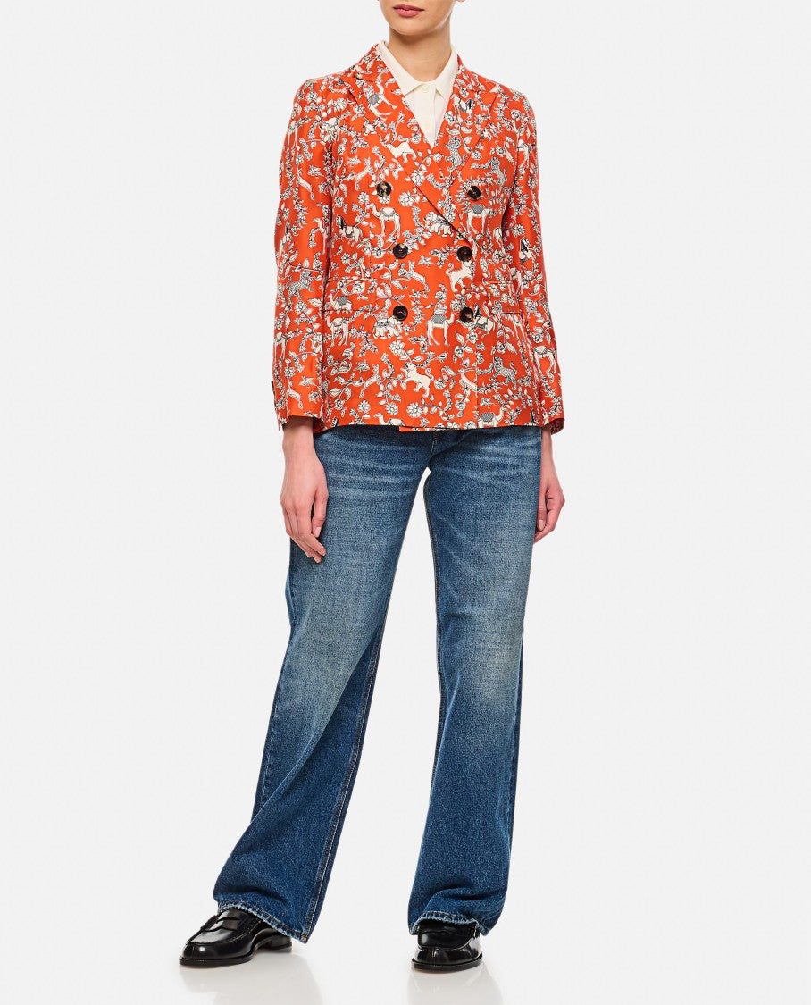 Alberto Biani Orange Patterned Double-Breasted Jacket