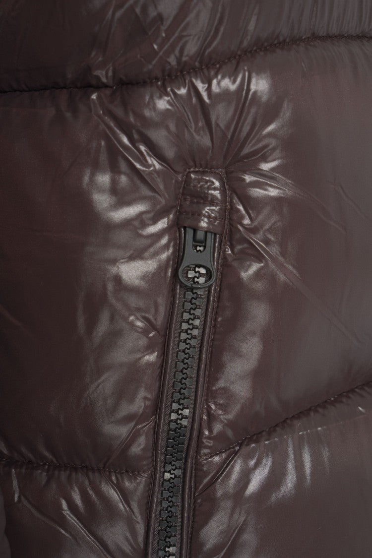 Save The Duck Glossy Long Puffer Jacket With Adjustable Collar And Plumtech Insulation