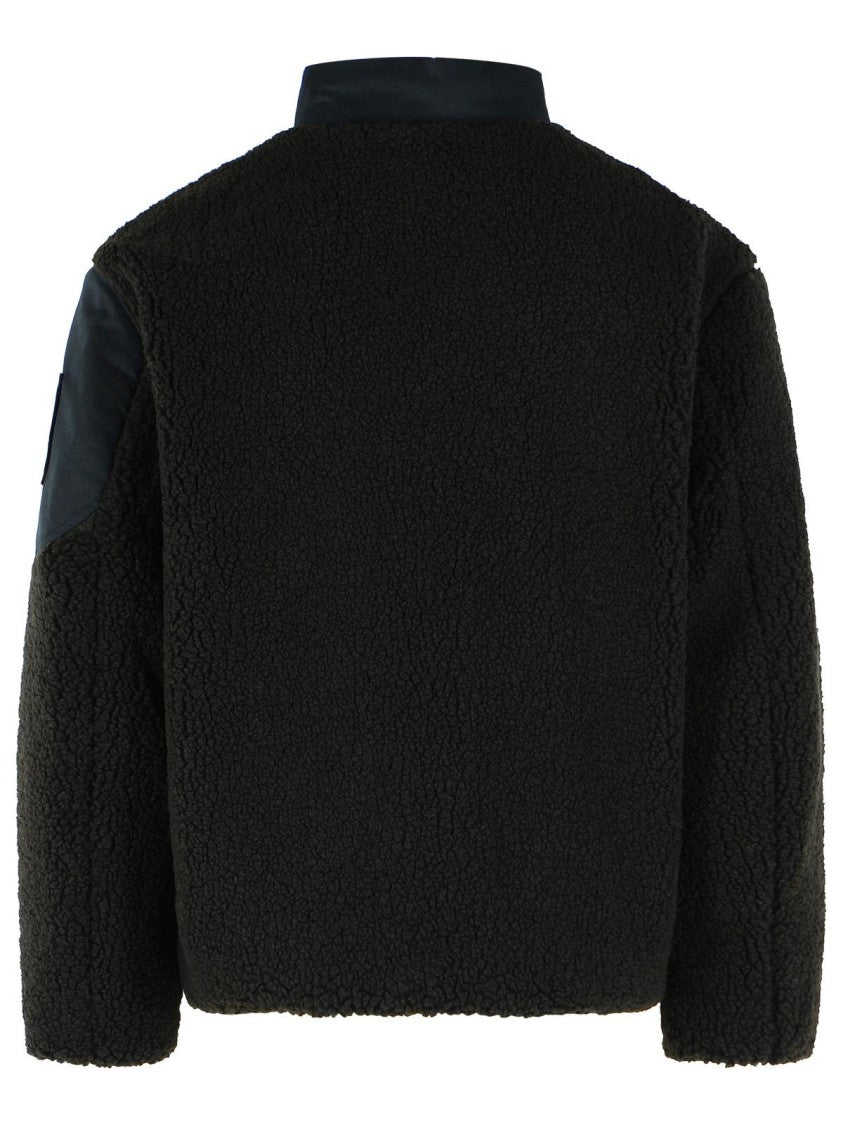 Moose Knuckles Textured Black Polyester Casual Jacket With Raised Neck