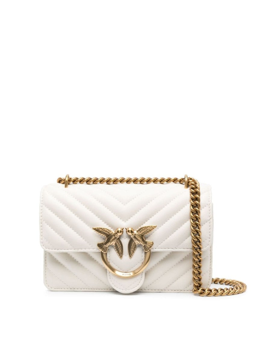 Pinko Mini Quilted Nappa Shoulder Bag With Chevron Motif