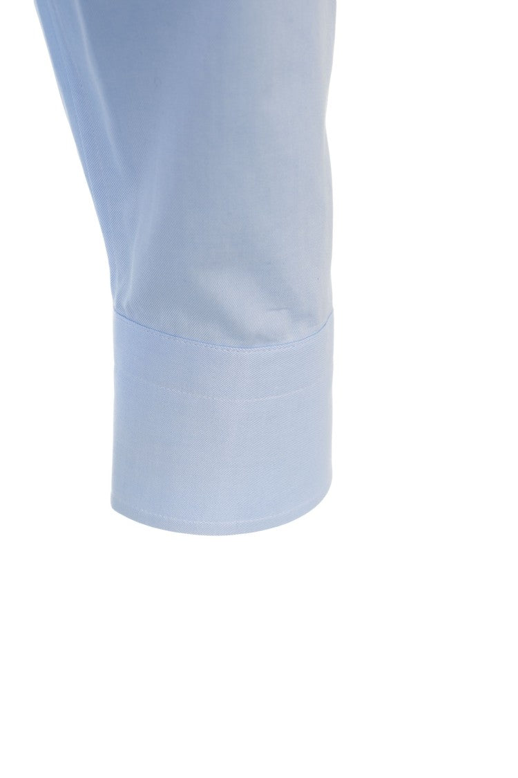 Guglieminotti Light Blue Cotton Shirt With Refined Kent Collar