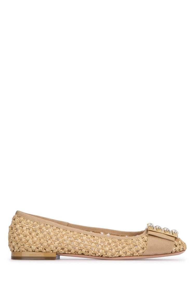 Roger Vivier Woven Texture Flats With Signature Toe Embellishment