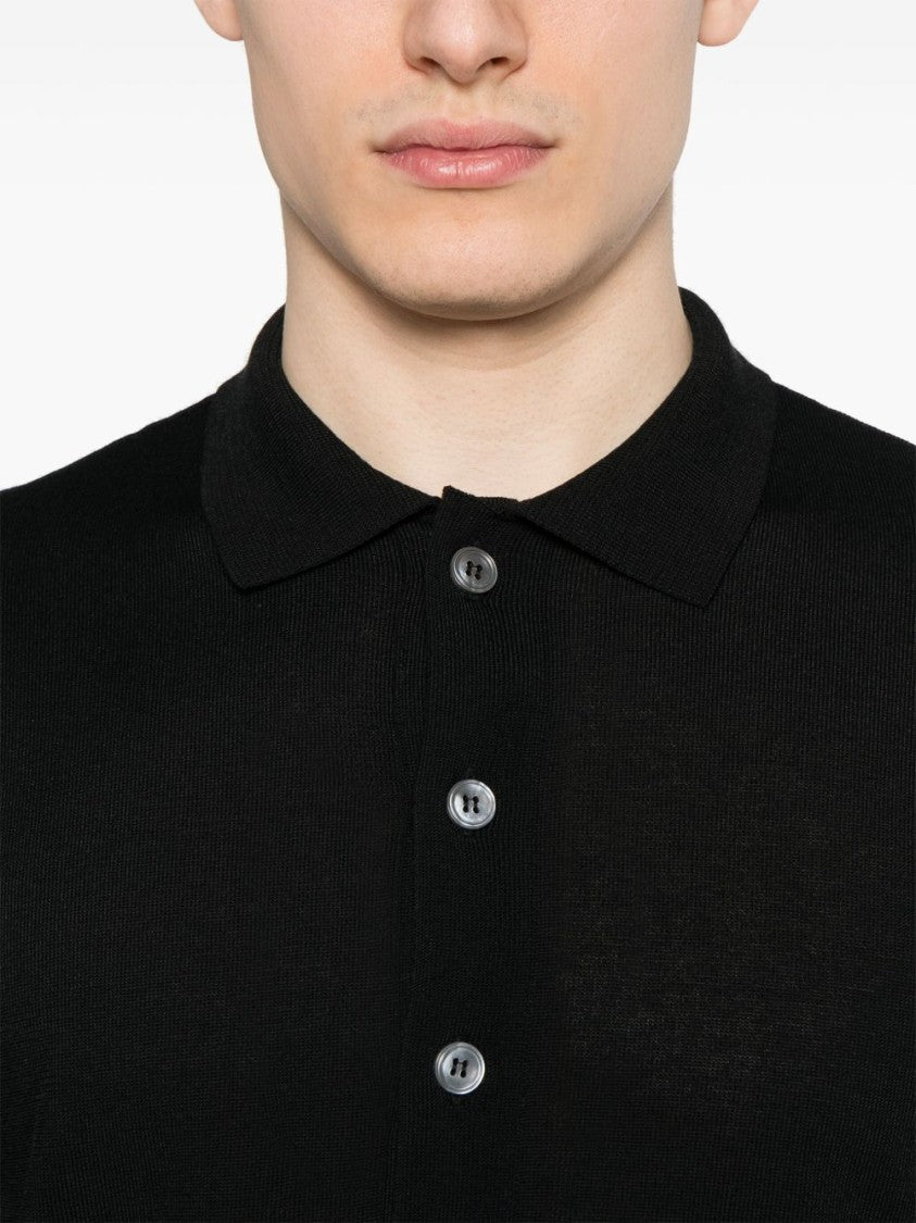 Lardini Relaxed Fit Black Polo-Style T-Shirt