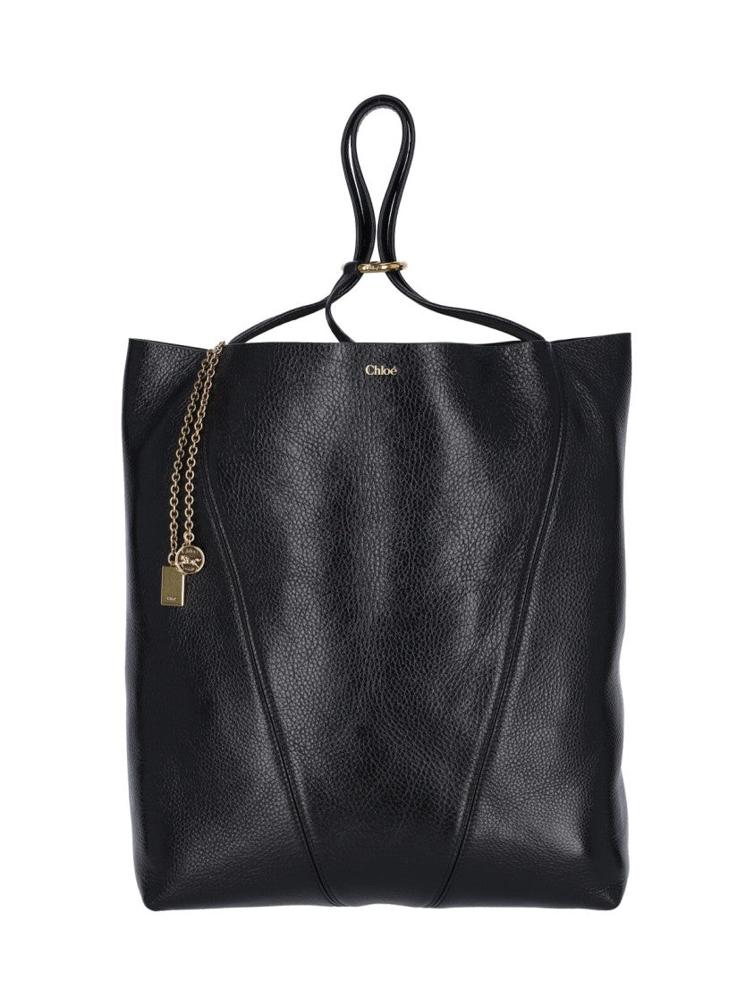 Chloé Black Spin Textured Leather Tote