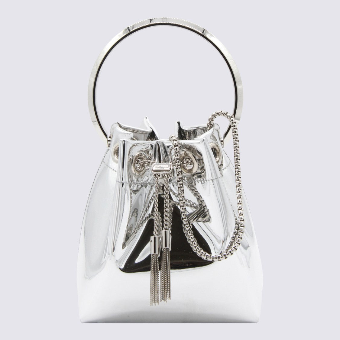 Jimmy Choo Silver Leather Bon Bon Satchel