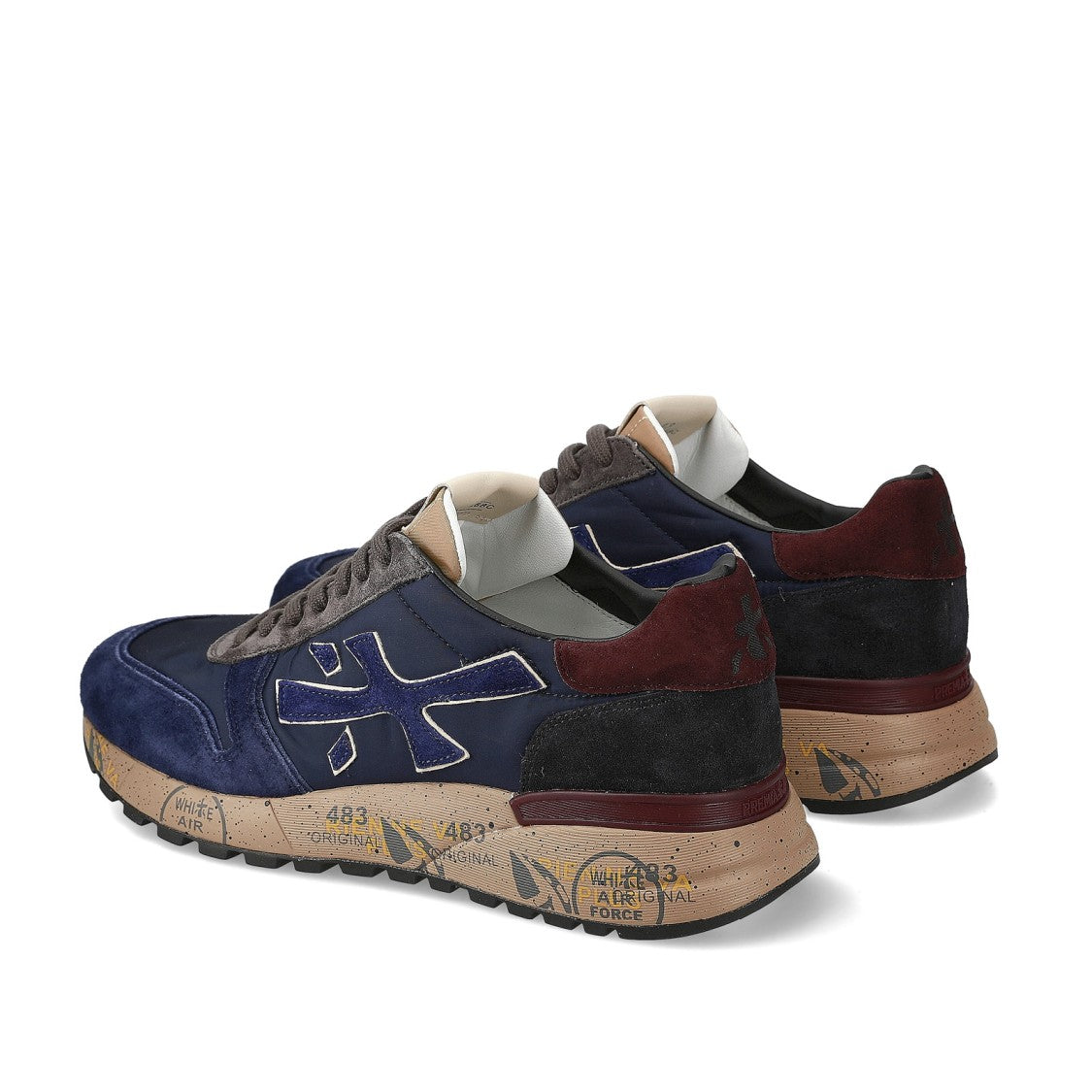 Premiata Mick Sneakers In Blue Suede And Technical Fabric