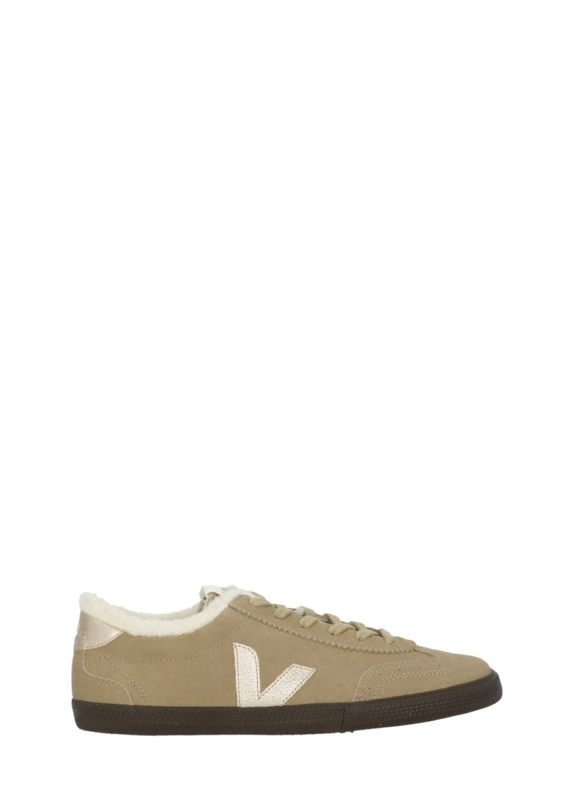 Veja Volley Winter Beige Shearling Suede Low-Top Sneakers