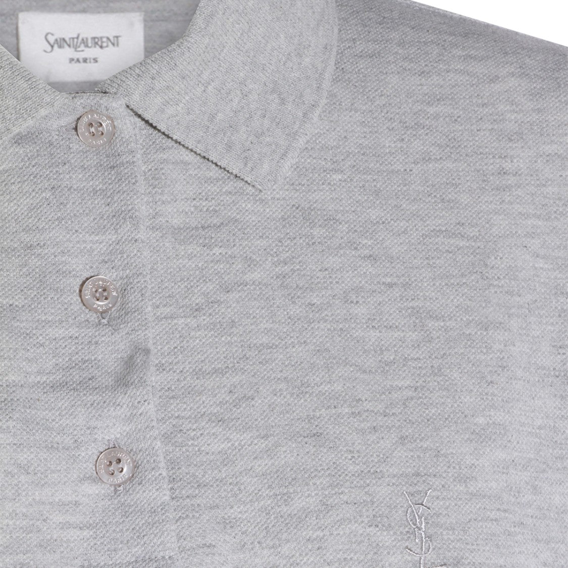 Saint Laurent Grey Cotton Polo Shirt