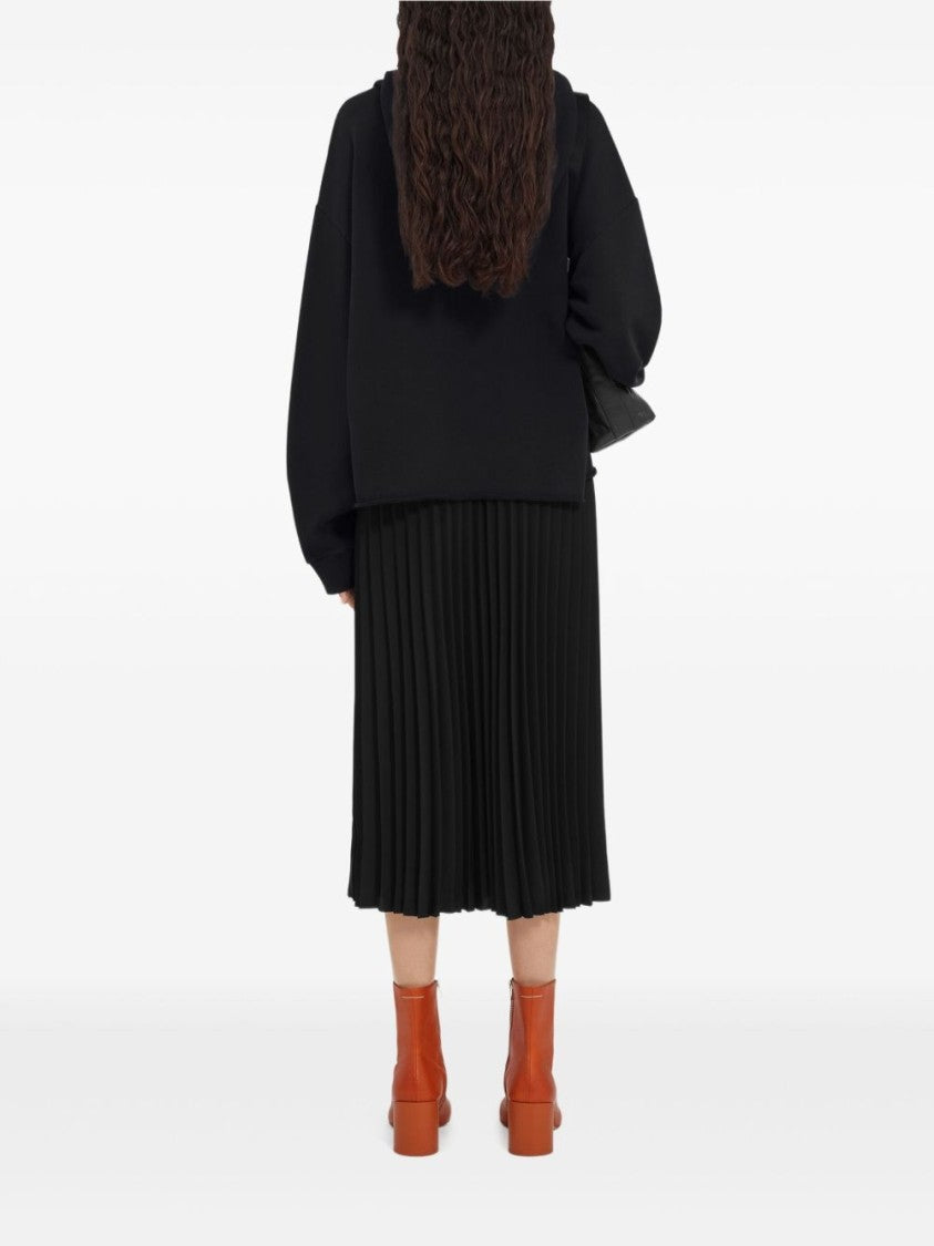 Mm6 By Maison Margiela Black Cropped Raw-Cut Hoodie