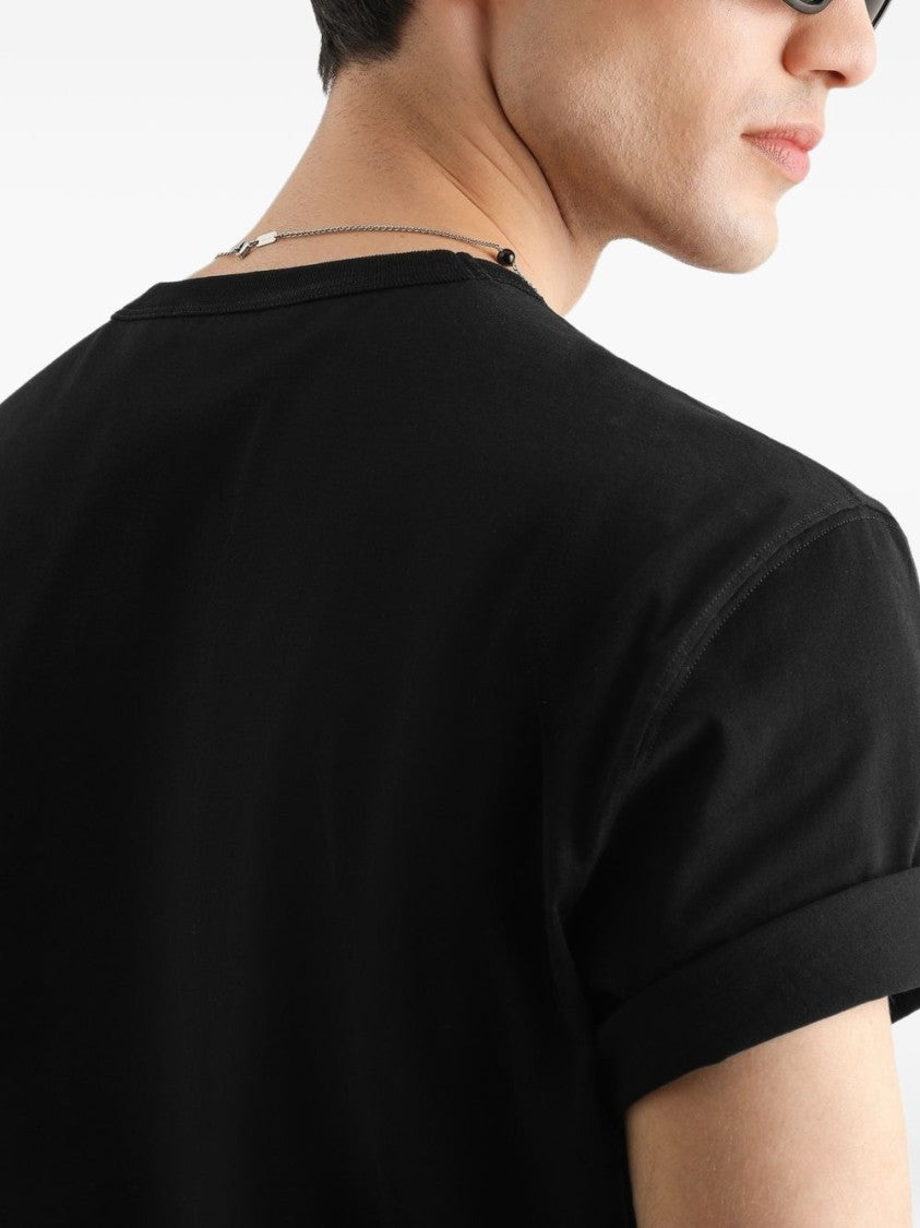 Dolce & Gabbana Black Classic Fit Cotton Ribbed T-Shirt