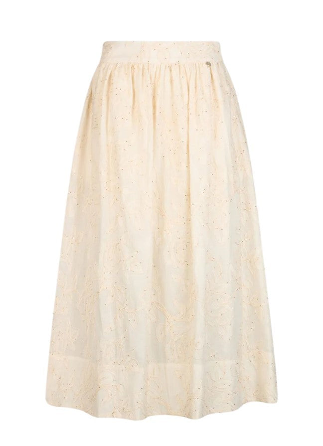 Liu Jo Wide Silhouette Midi Skirt With Floral Embroidery