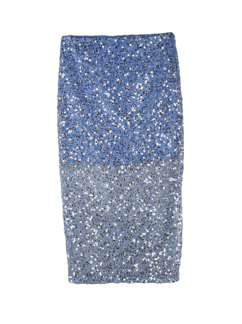 Marella Sport Silver Light Blue Polyamide Metallic Polyester Skirt