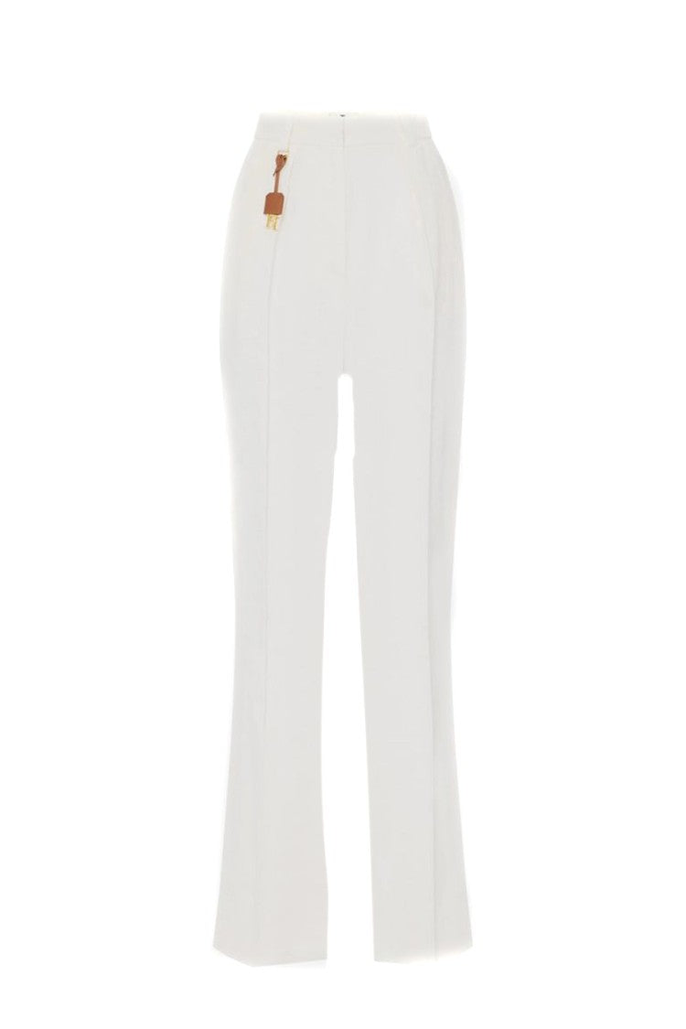 Elisabetta Franchi Viscose-Linen Blend Flared Trousers