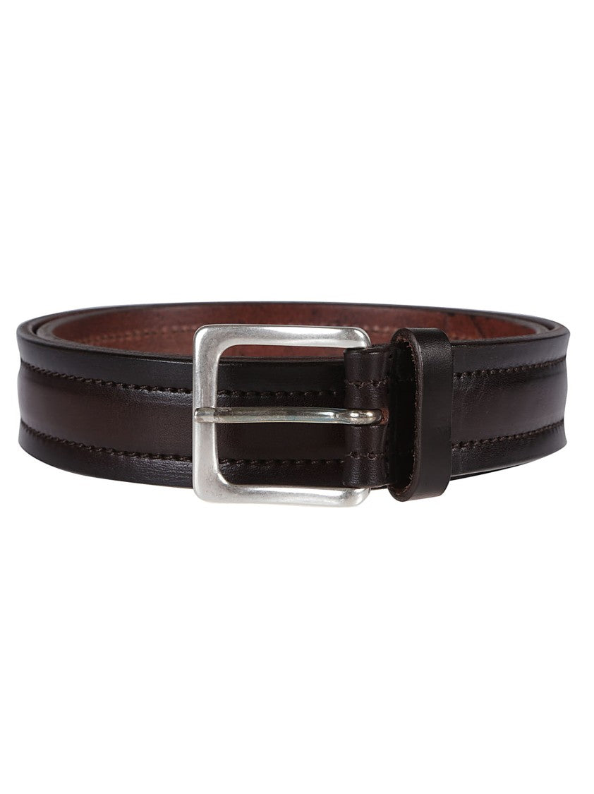 Orciani Sleek Calf Leather Belt With Polished Silver Buckle