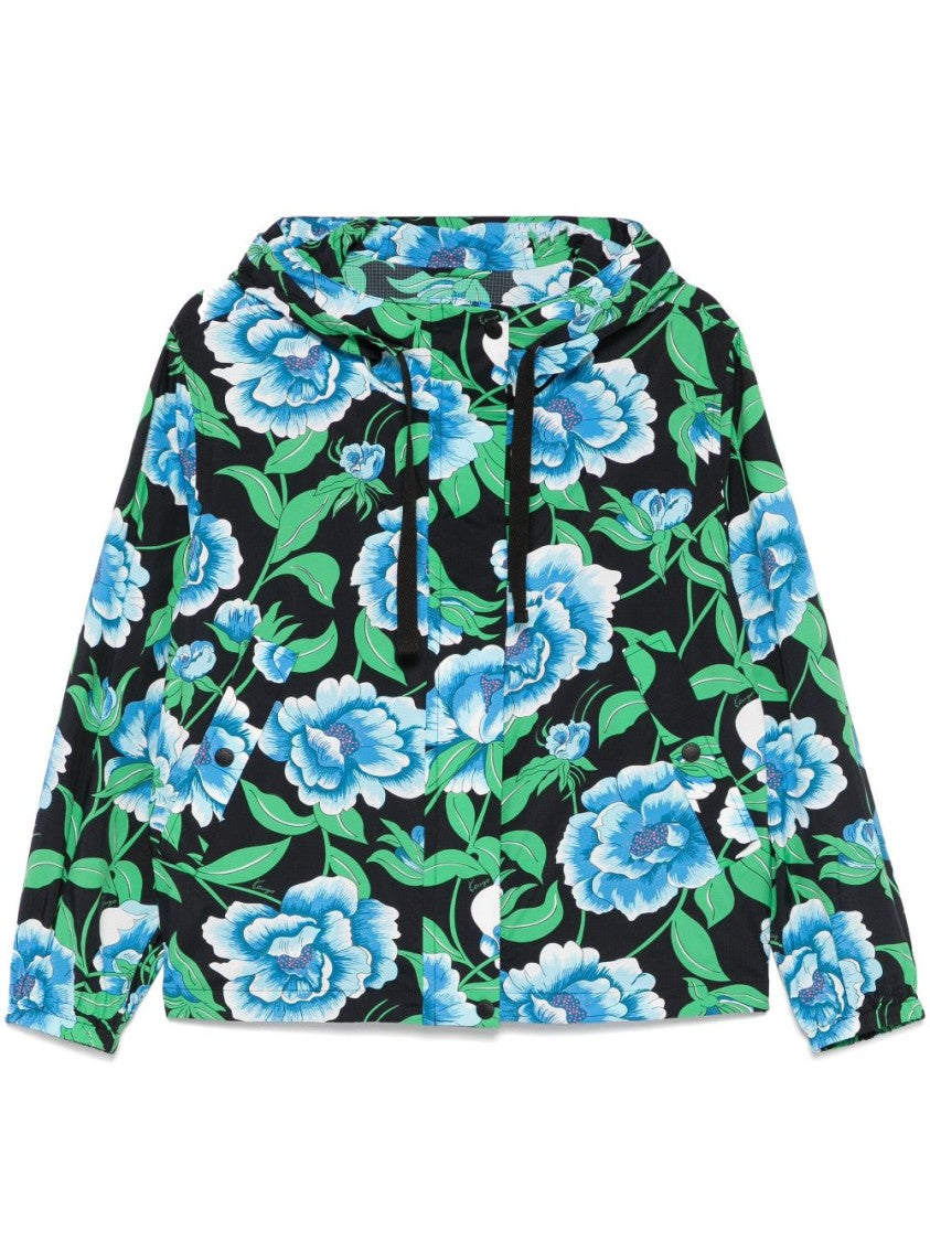Kenzo Black Water-Repellent Drawstring Hood Jacket