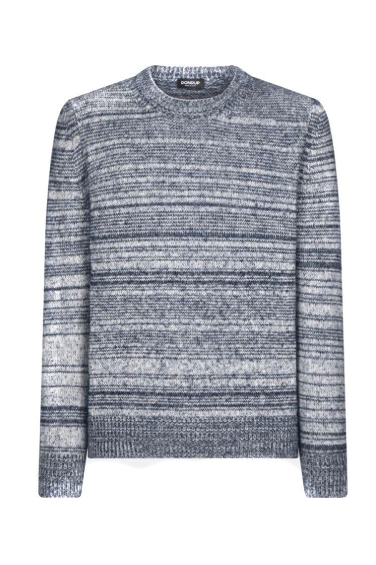 Dondup Textured Blue Knitwear With Classic Crew Neck