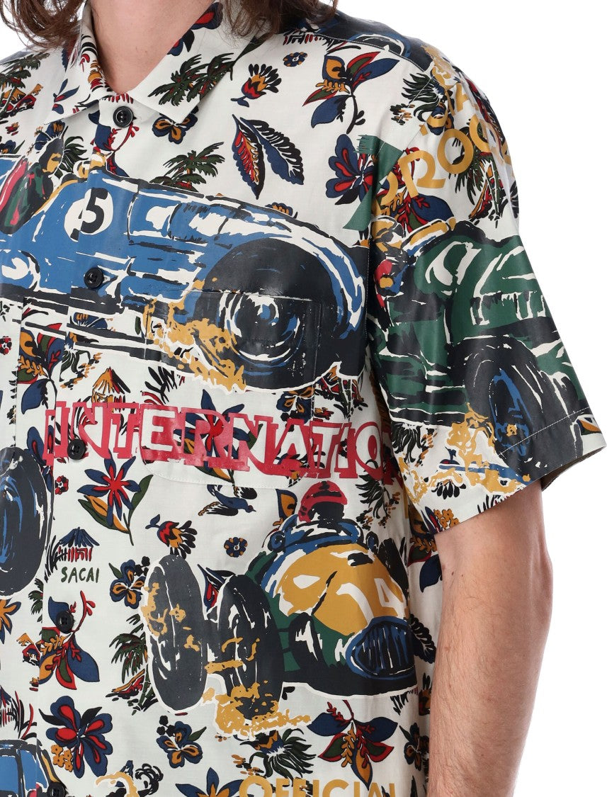 Sacai Car Race Tropical Print Bowling Shirt