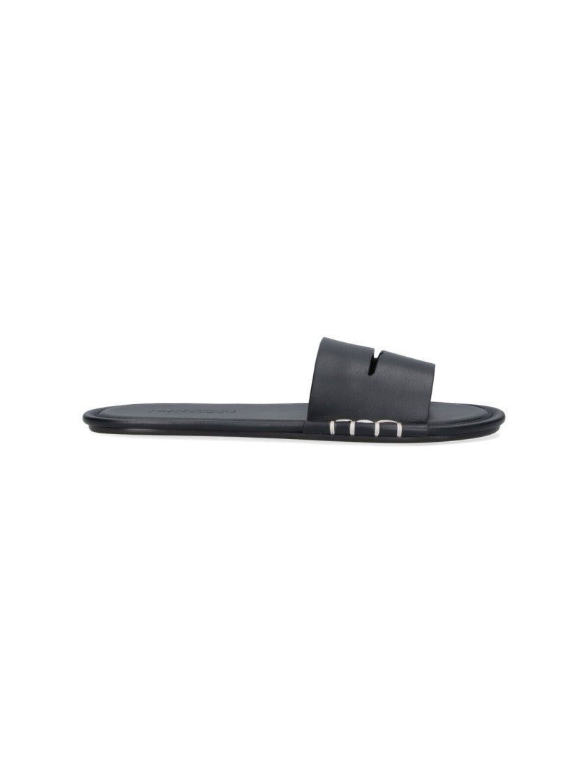 J. W. Anderson Open-Toe Calf Leather Slides With Contrast Stitching