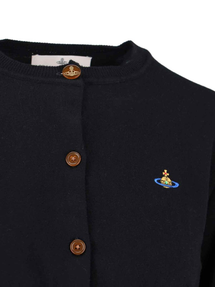 Vivienne Westwood Black Bea Cropped Logo Cardigan