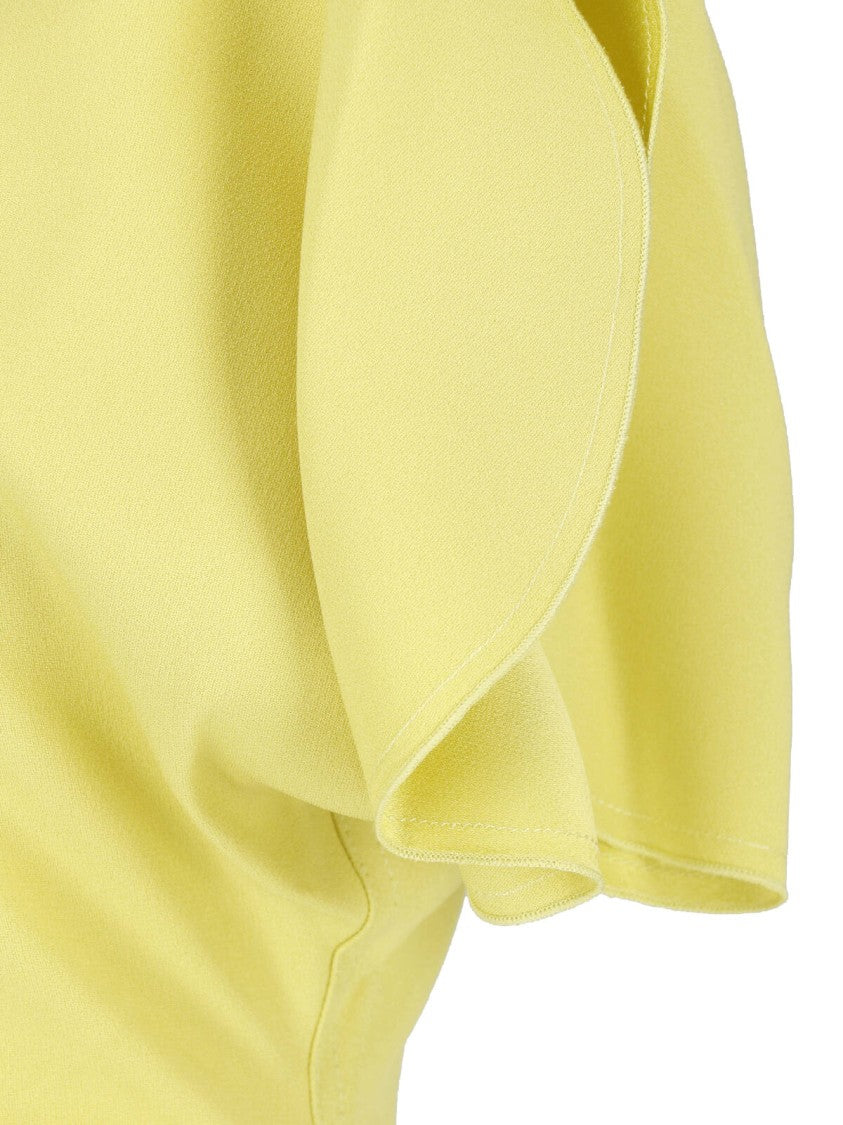 Victoria Beckham Soft Drape Midi Dress With Flutter Sleeves