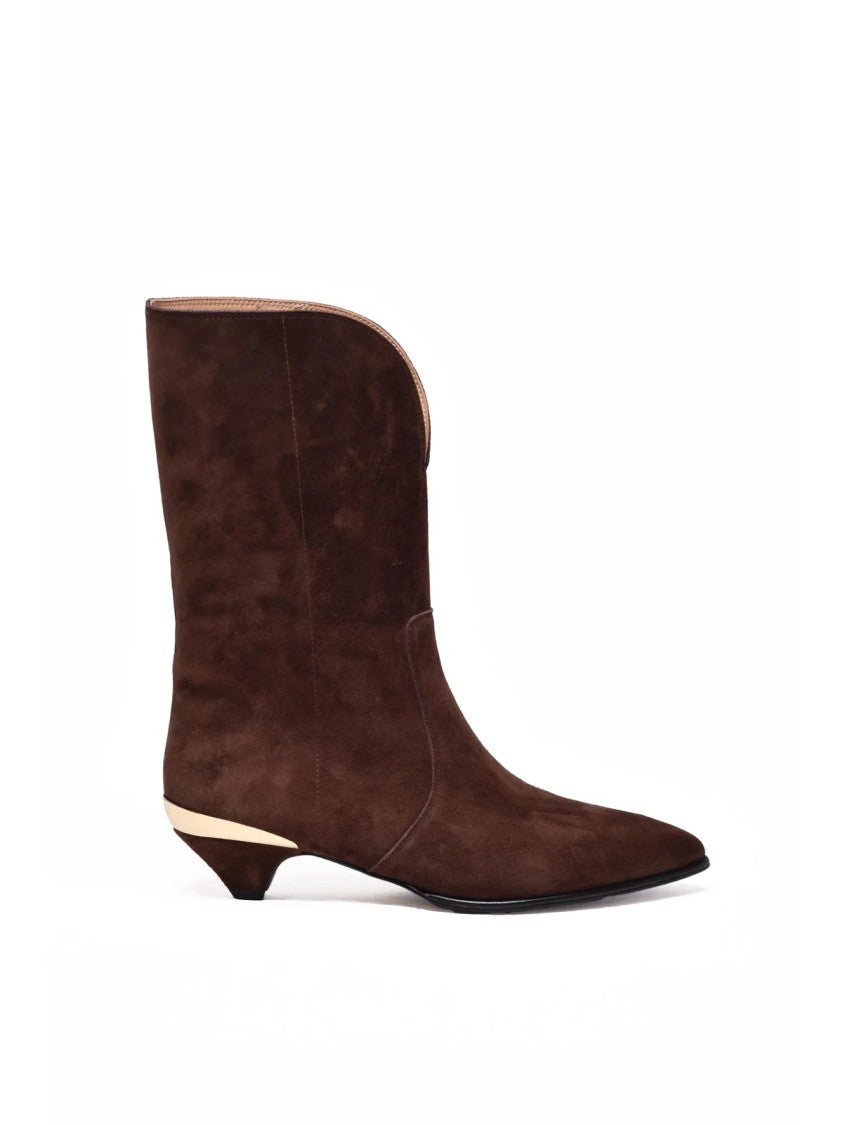 Love Moschino Brown Suede Sculpted Ankle Boots