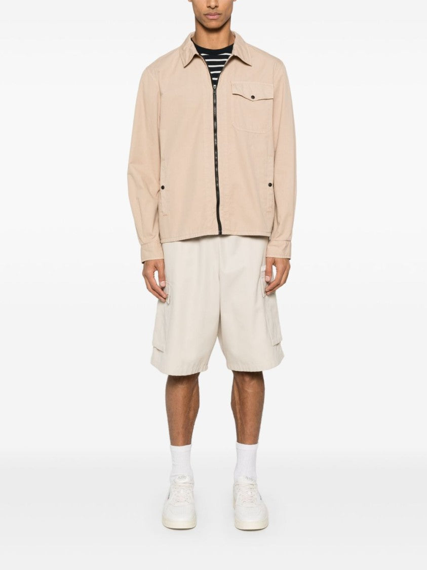 Woolrich Light Beige Oversized Cotton Gabardine Shirt