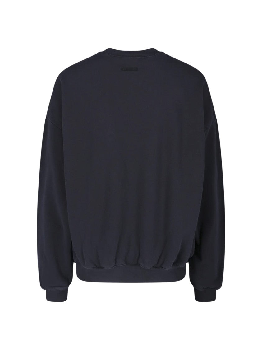 Fear Of God Essentials Black Relaxed Curved Logo Graphic Sweatshirt