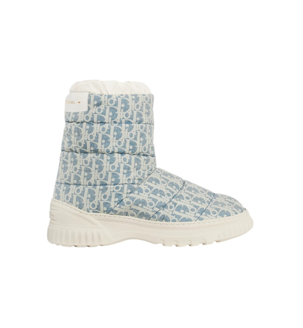 Christian Dior Light Blue Quilted Monogram Puffer Boots