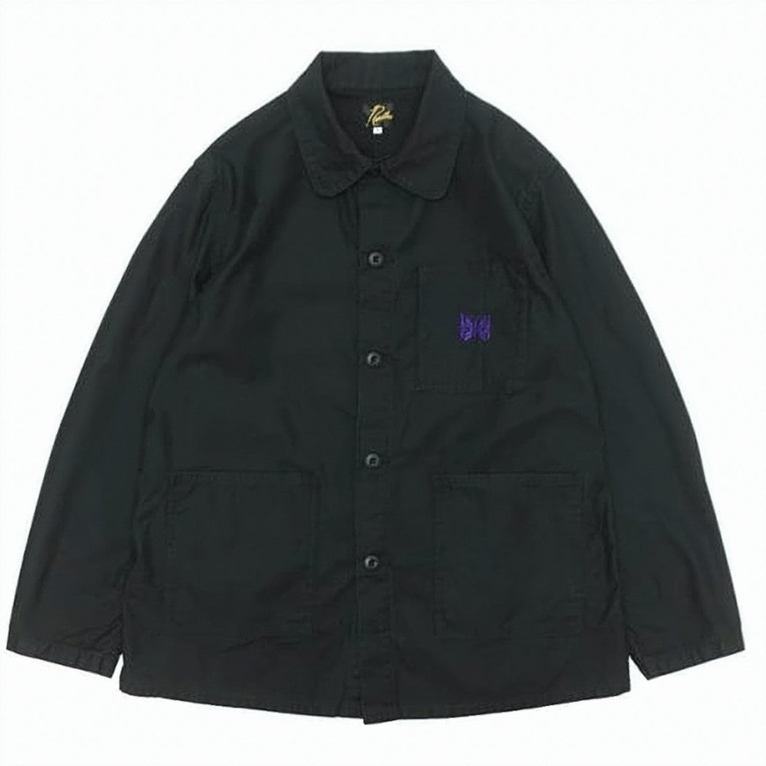 Needles Button-Up Black Casual Jacket With Embroidered Detail