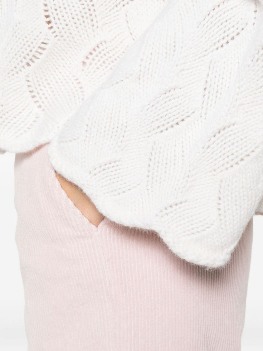 Twin-Set Cropped White Sweater With High Turtleneck