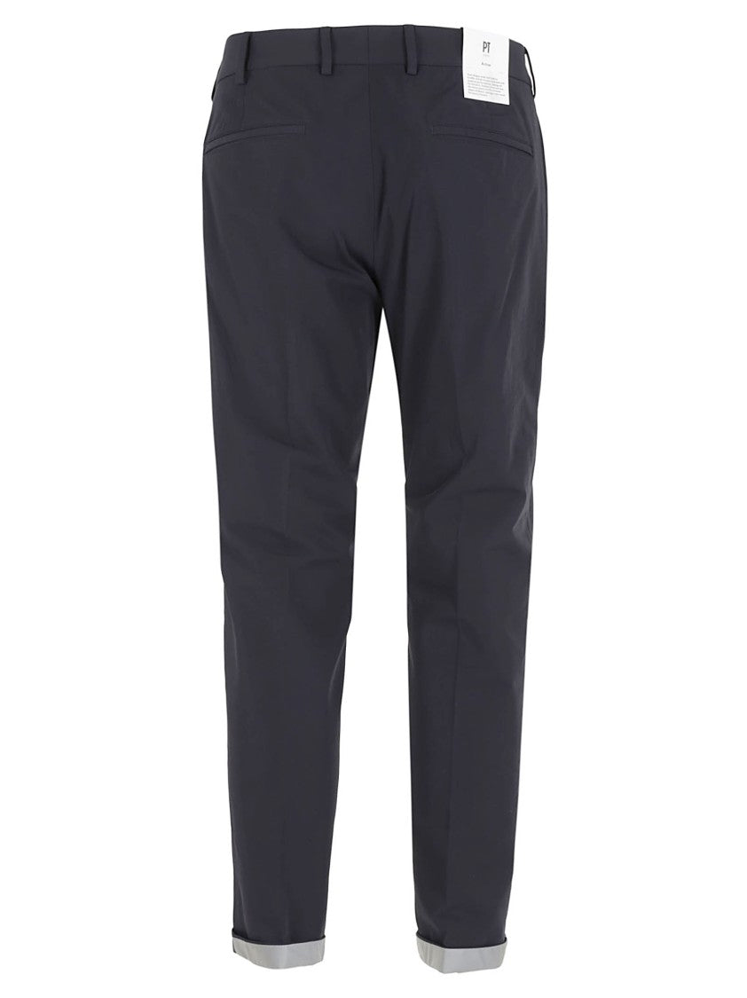 Pt Torino Straight-Cut Tailored Trousers With Concealed Closure