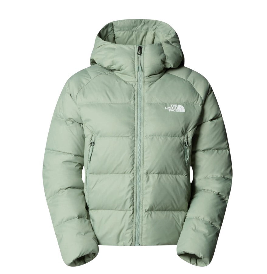 The North Face Cropped Green Down Hoodie With Fixed Hood