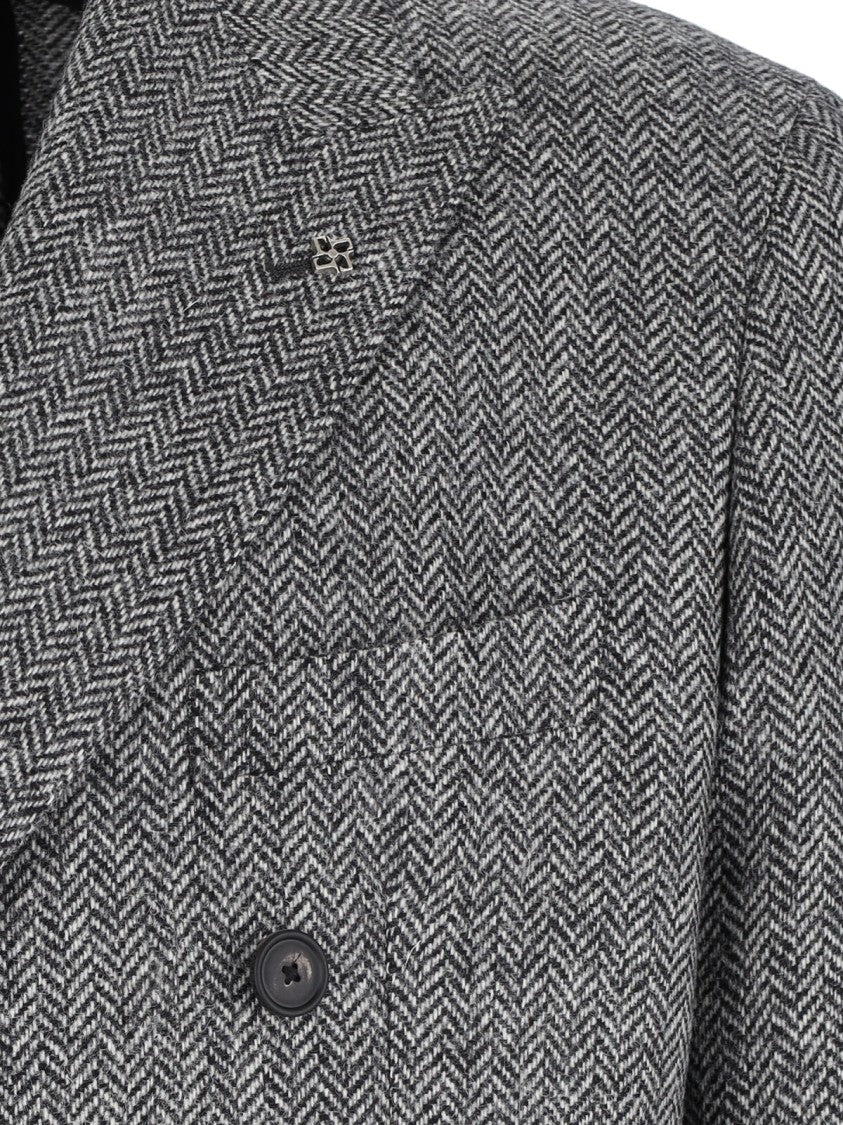 Tagliatore Double-Breasted Herringbone Blazer