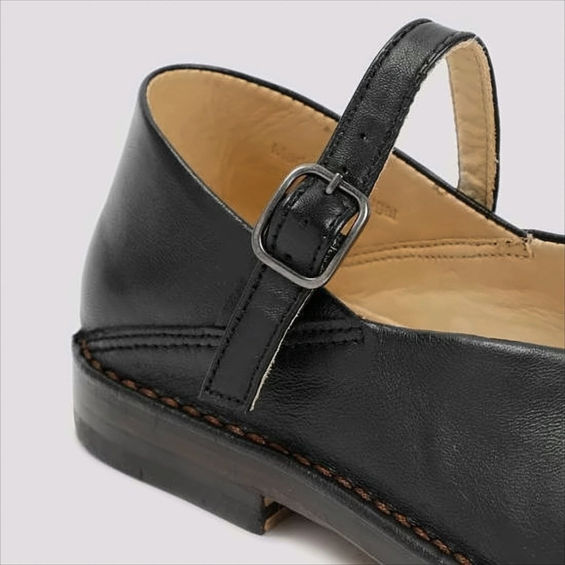 Lemaire Square-Toe Black Leather Ballet Flats