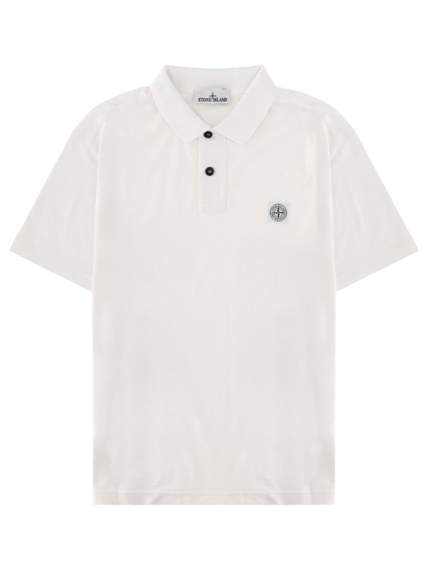 Stone Island Neutrals Regular Fit Logo Patch Cotton Polo Shirt