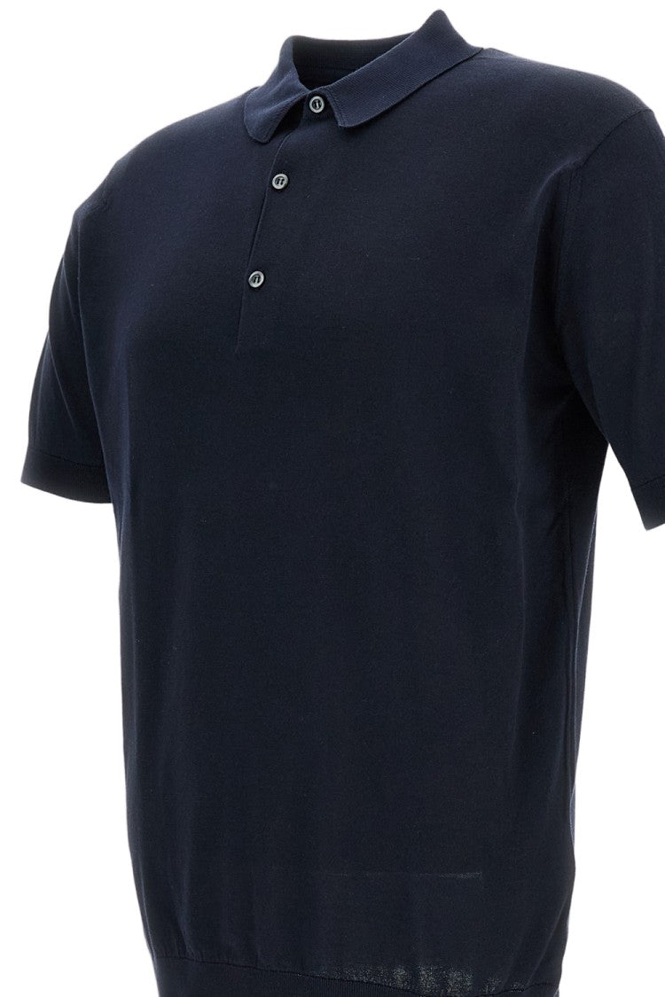 John Smedley Blue Relaxed Fit Cotton Polo T-Shirt