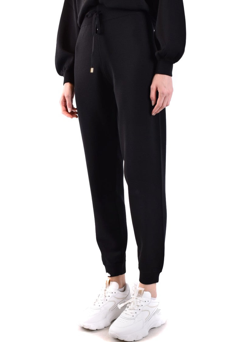 Pinko Cropped Black Trousers Tapered Drawstring Waistband