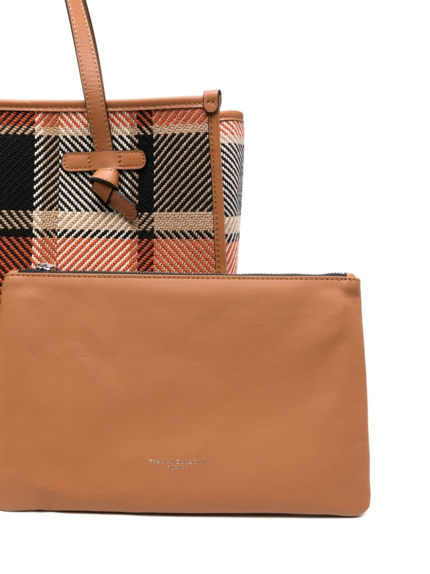 Gianni Chiarini Plaid Shopper Bag With Leather Trim