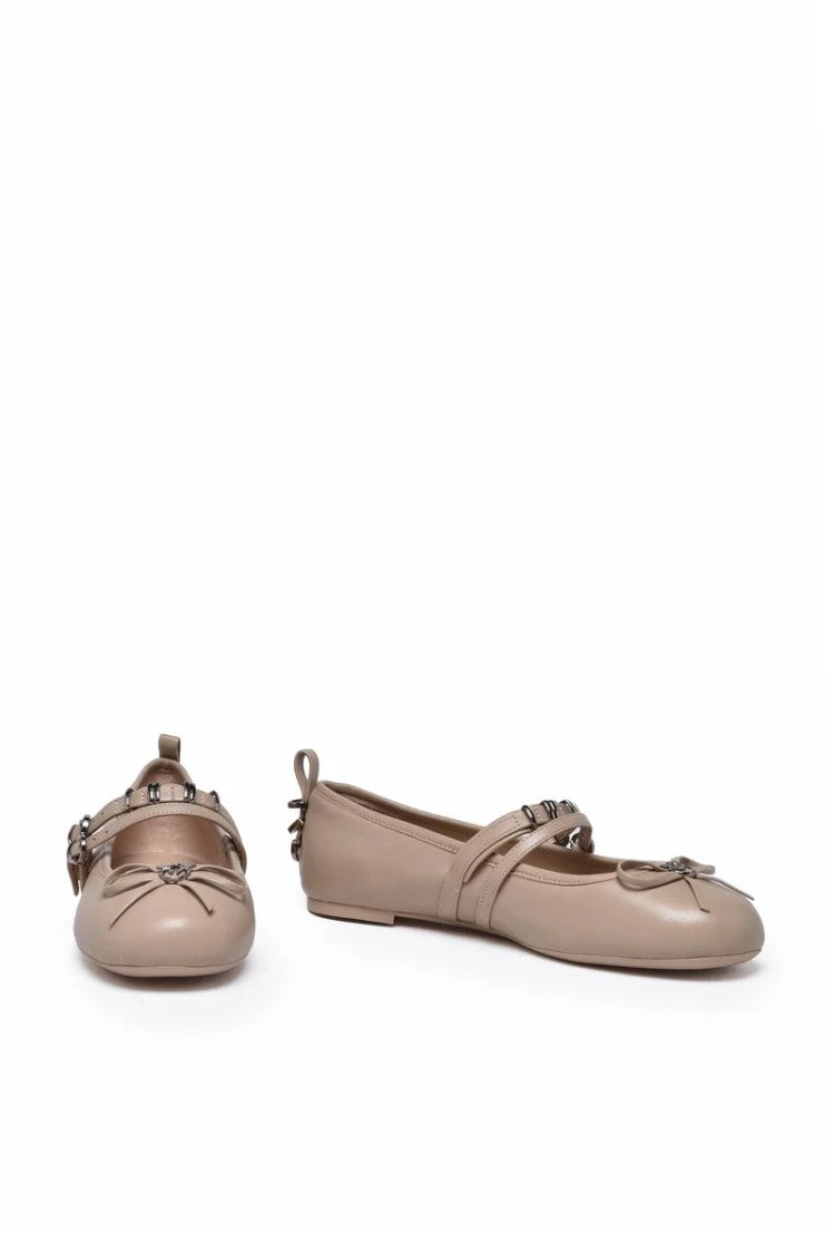 Pinko Leather Ballerinas - Beige